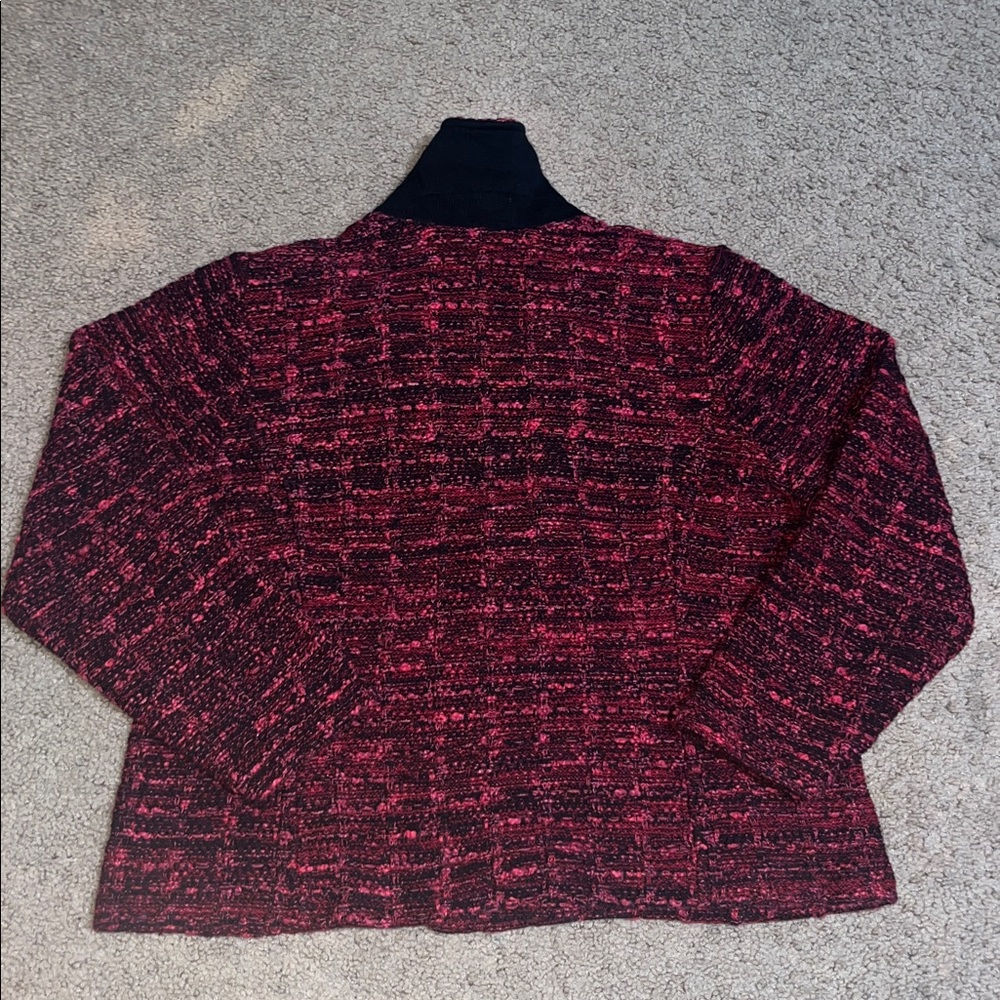 Chico's Tweed Double-Breasted Boxy Sweater Blazer Red Allure XL - Picture 6 of 8